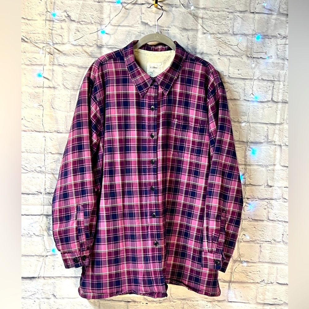 LL Bean Fleece Lined, Plaid Flannel Shirt 2X